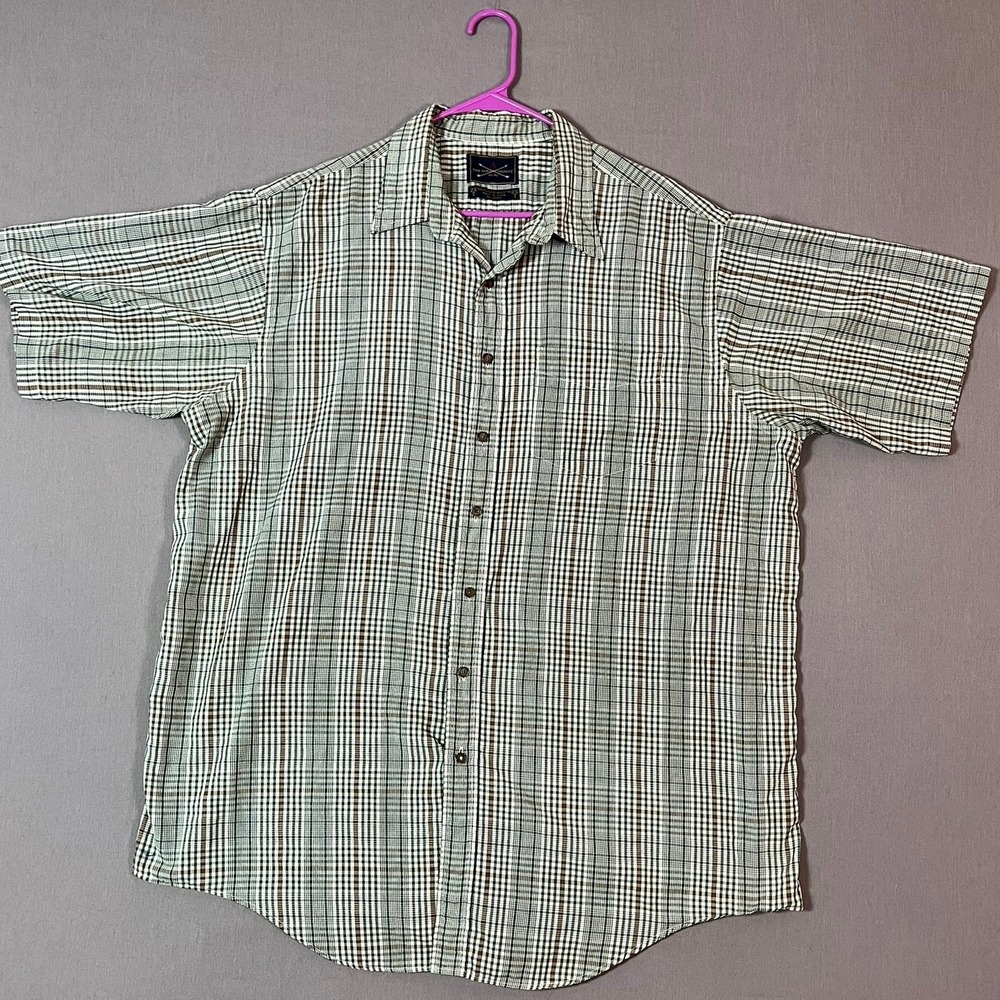The Arrow Company Shirt 2XT Polyester Blend Green Plaid EUC